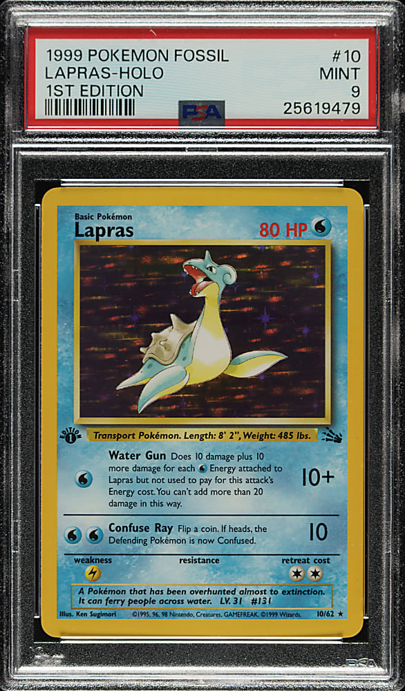 1999 Pokemon Fossil 1st Edition #10 Lapras Holographic PSA MINT 9
