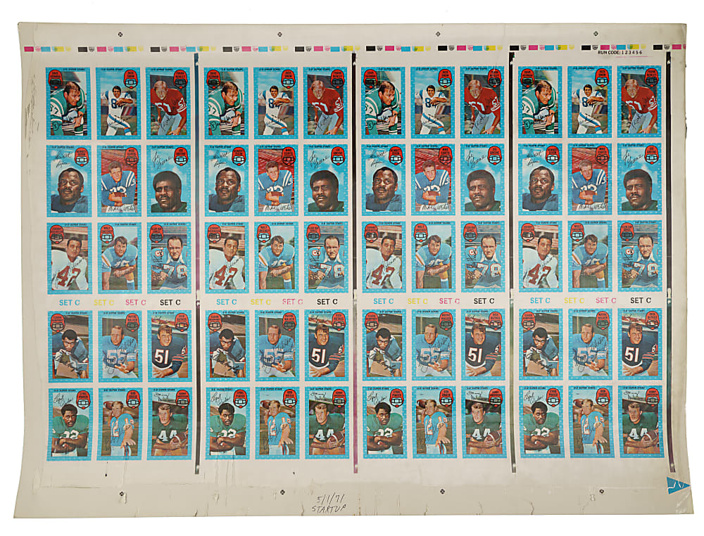 1971 Kellogg's 3-D Football Uncut Sheet Pair (2 Sheets, 120 Cards) Including Four Joe Greene Rookies