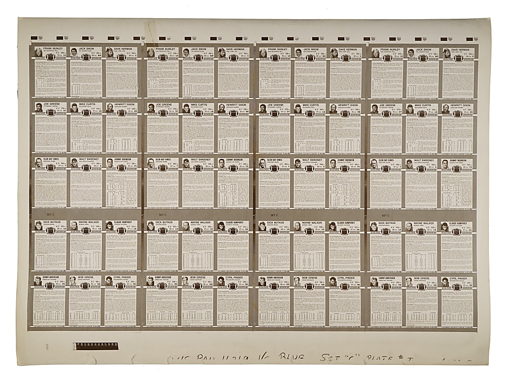 1971 Kellogg's 3-D Football Uncut Sheet Pair (2 Sheets, 120 Cards) Including Four Joe Greene Rookies