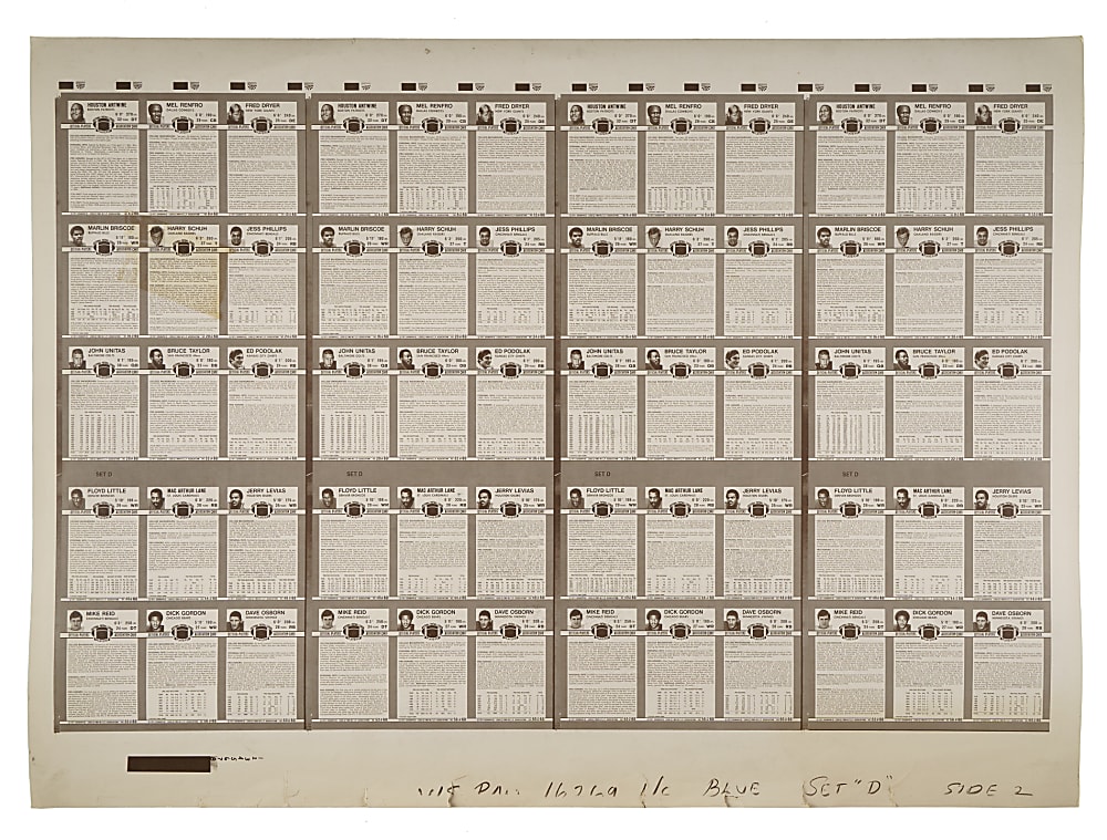 1971 Kellogg's 3-D Football Uncut Sheet Pair (2 Sheets, 120 Cards) Including Four Joe Greene Rookies