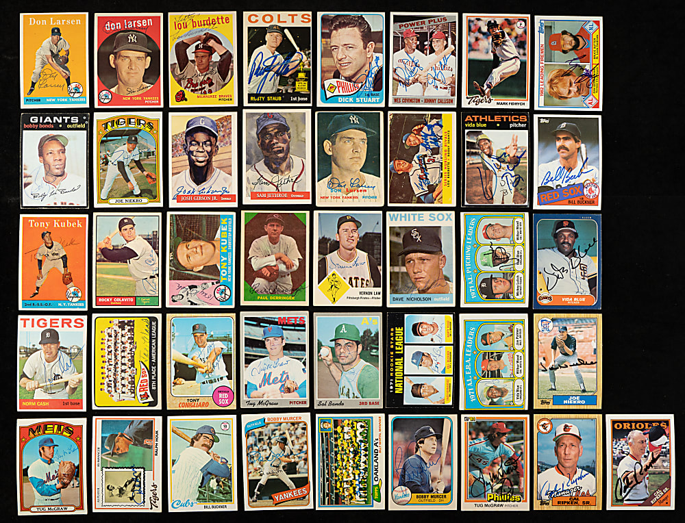 1950 to 2015 Topps, Bowman, Fleer, and Upper Deck Signed-Card Collection (259) Including Conigliaro, Quisenberry, B. Martin, R. Wright, and J. Wood