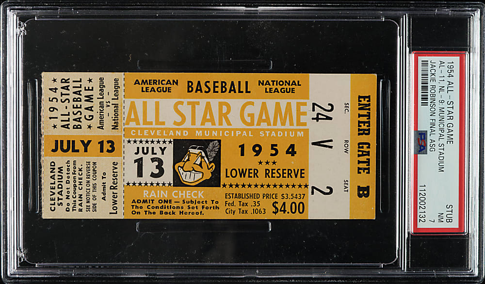 1954 All-Star Game Ticket Stub PSA NM 7 - Jackie Robinson Last All-Star Game - 1 of 1 - Highest Graded!