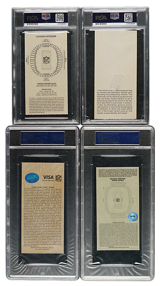 1974 to 2007 Super Bowl Ticket Stub PSA-Graded Collection (11)