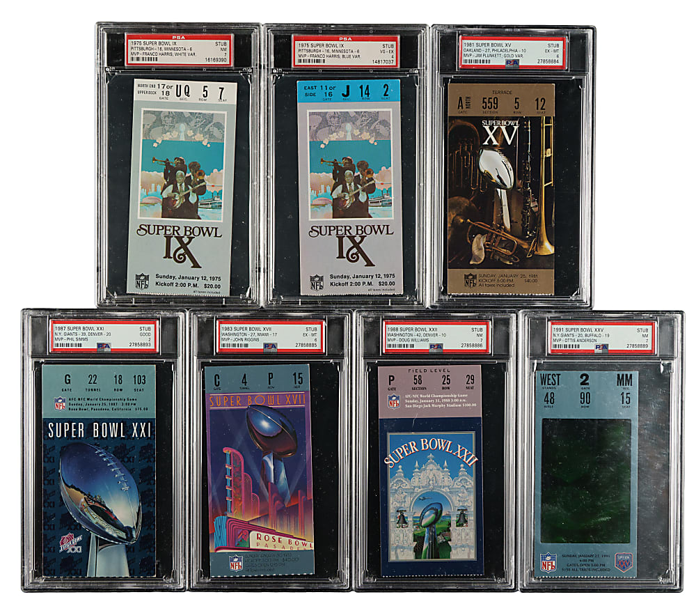 1974 to 2007 Super Bowl Ticket Stub PSA-Graded Collection (11)