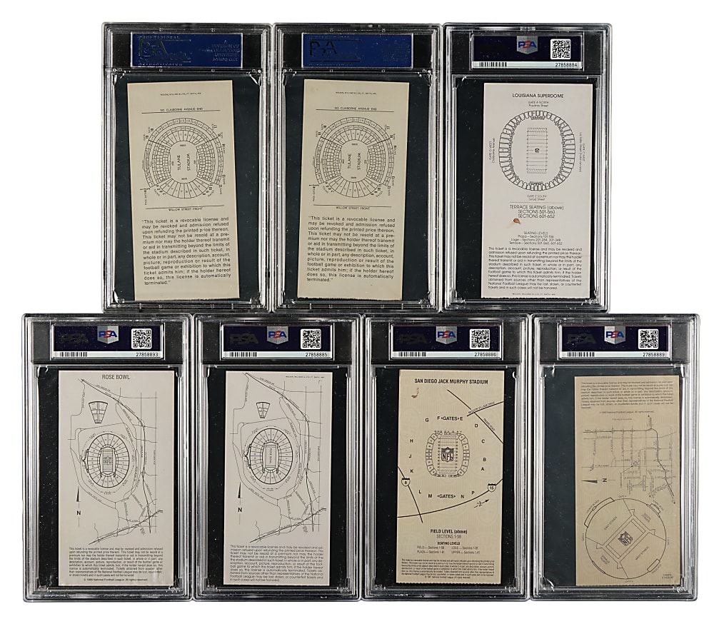 1974 to 2007 Super Bowl Ticket Stub PSA-Graded Collection (11)