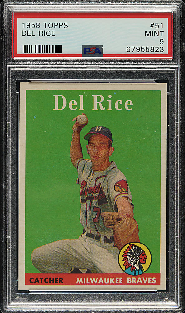1958 Topps #51 Del Rice PSA MINT 9 - Highest Graded!