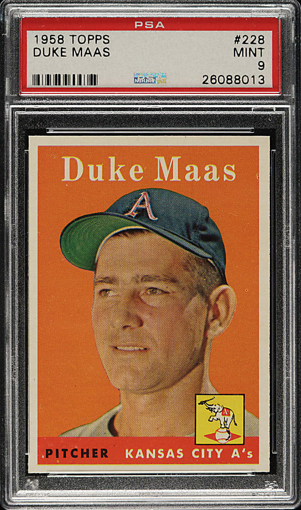 1958 Topps #228 Duke Maas PSA MINT 9 - Highest Graded!