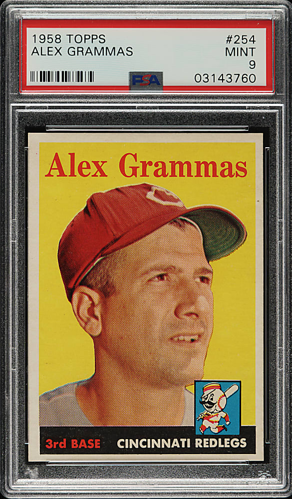 1958 Topps #254 Alex Grammas PSA MINT 9 - Highest Graded!