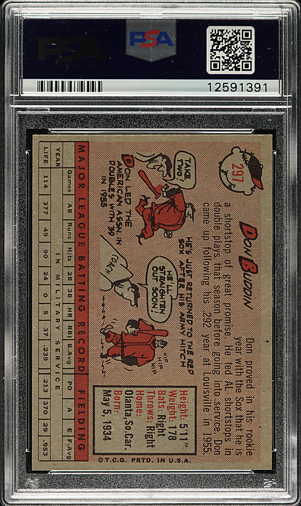 1958 Topps #297 Don Buddin PSA MINT 9 - Highest Graded!