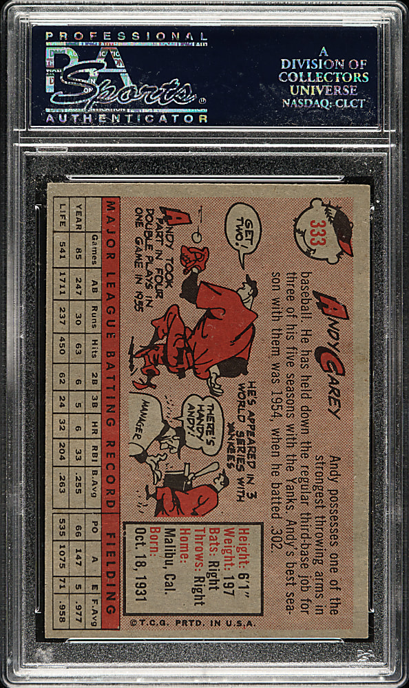 1958 Topps #333 Andy Carey PSA MINT 9
