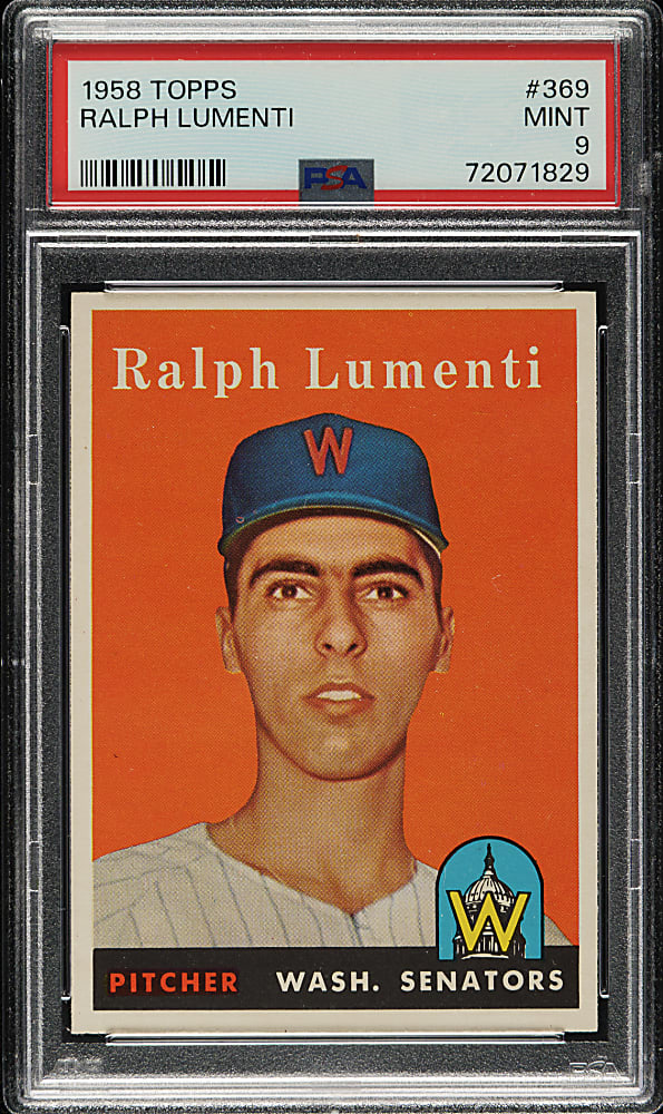 1958 Topps #369 Ralph Lumenti PSA MINT 9 - Highest Graded!