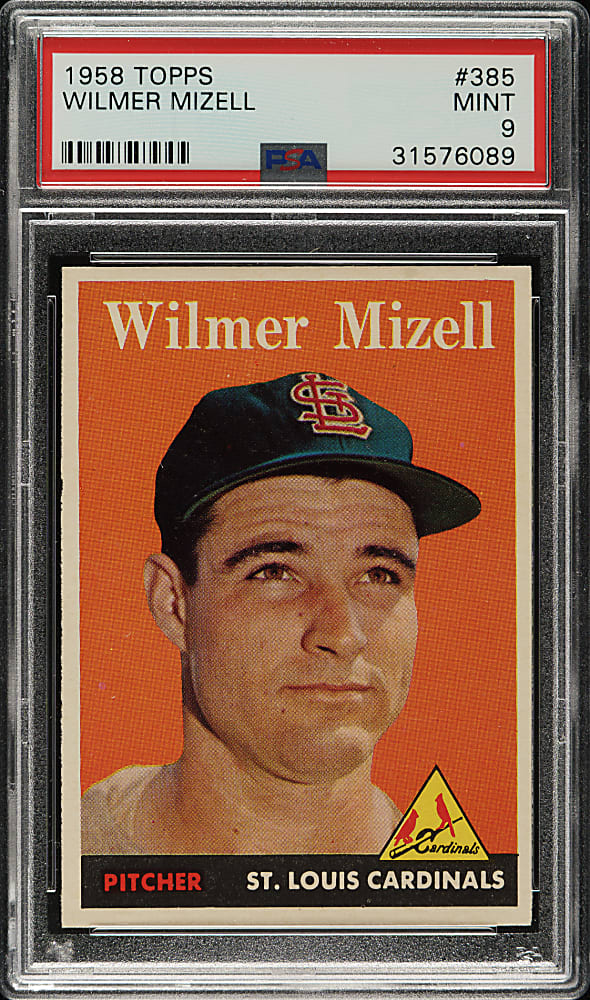 1958 Topps #385 Wilmer Mizell PSA MINT 9 - Highest Graded!