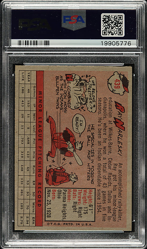 1958 Topps #439 Ray Narleski PSA MINT 9