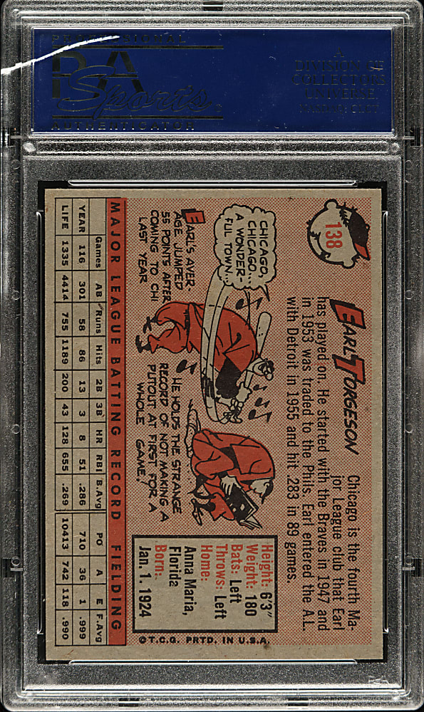 1958 Topps #138 Earl Torgeson PSA MINT 9