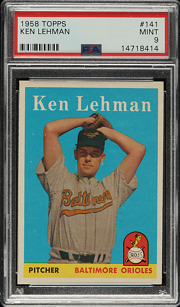 1958 Topps #141 Ken Lehman PSA MINT 9 - Highest Graded!