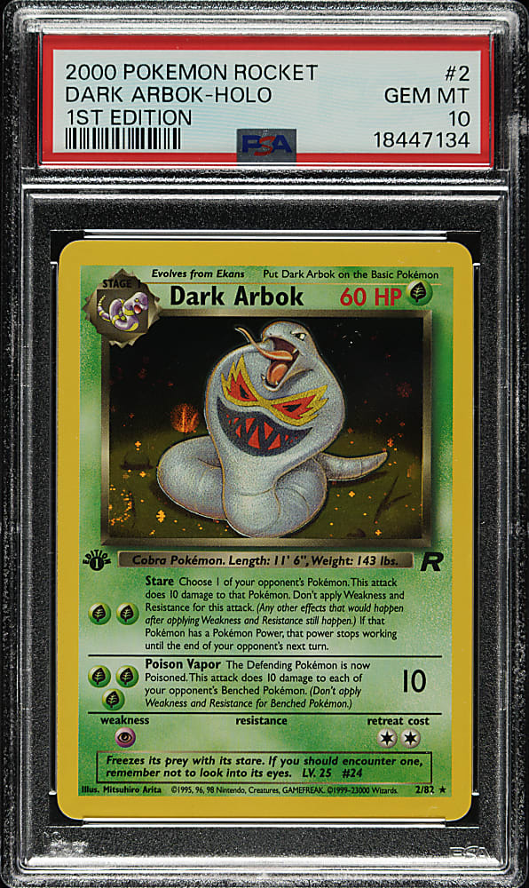 2000 Pokemon Rocket 1st Edition #2 Dark Arbok Holographic PSA GEM MINT 10