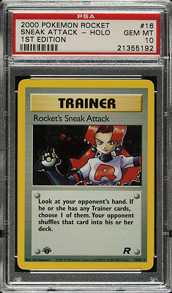 2000 Pokemon Rocket 1st Edition #16 Rocket's Sneak Attack Holographic PSA GEM MINT 10
