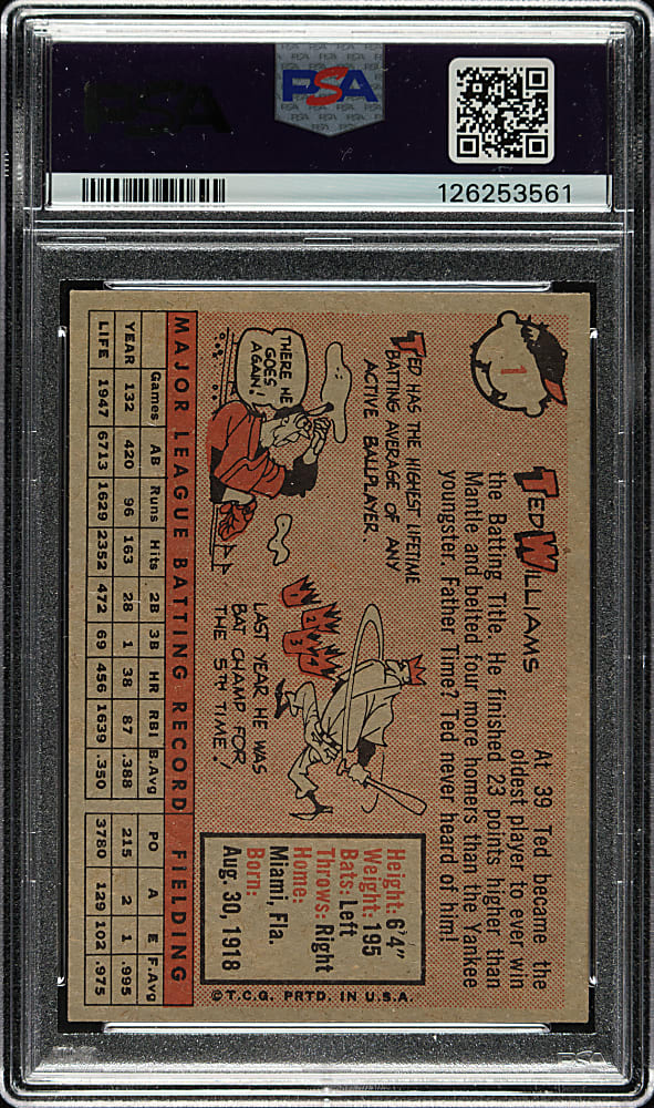 1958 Topps #1 Ted Williams PSA NM 7