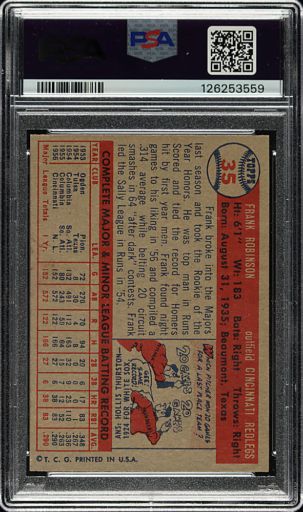 1957 Topps #35 Frank Robinson Rookie PSA NM 7