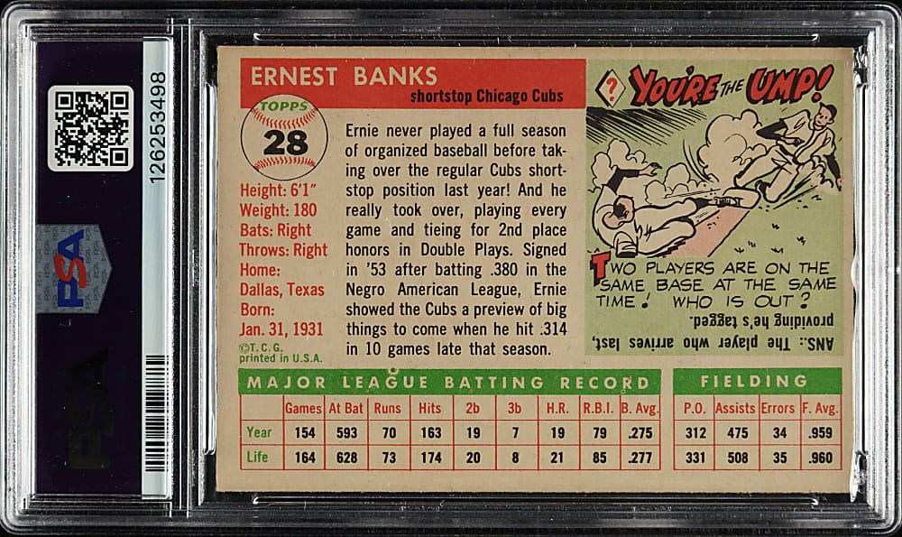 1955 Topps #28 Ernie Banks PSA NM 7