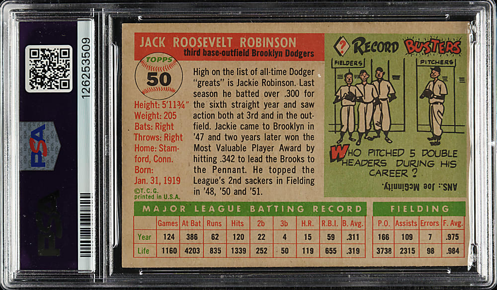 1955 Topps #50 Jackie Robinson PSA NM 7