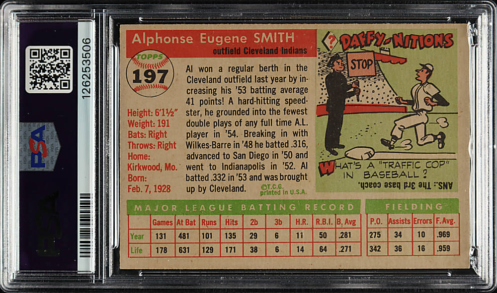 1955 Topps #197 Al Smith PSA NM-MT 8