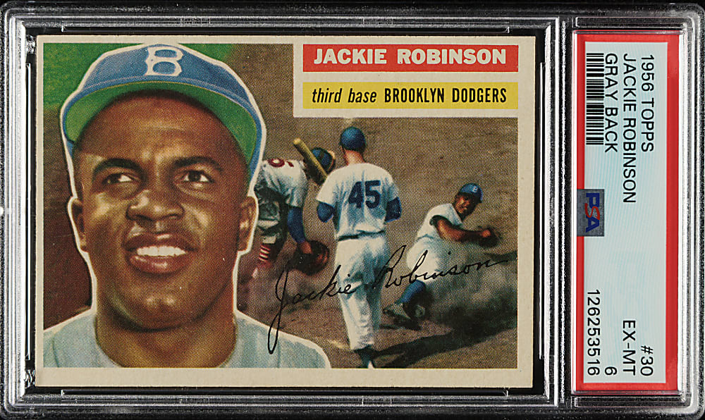 1956 Topps #30 Jackie Robinson Gray Back PSA EX-MT 6