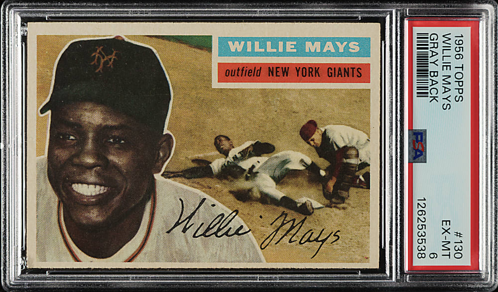 1956 Topps #130 Willie Mays Gray Back PSA EX-MT 6