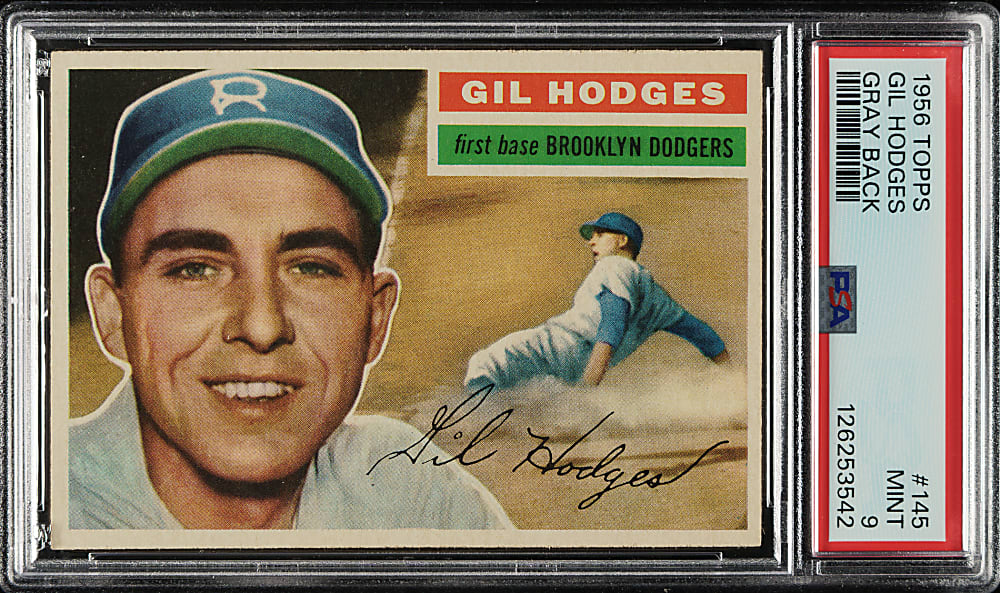 1956 Topps #145 Gil Hodges Gray Back PSA MINT 9