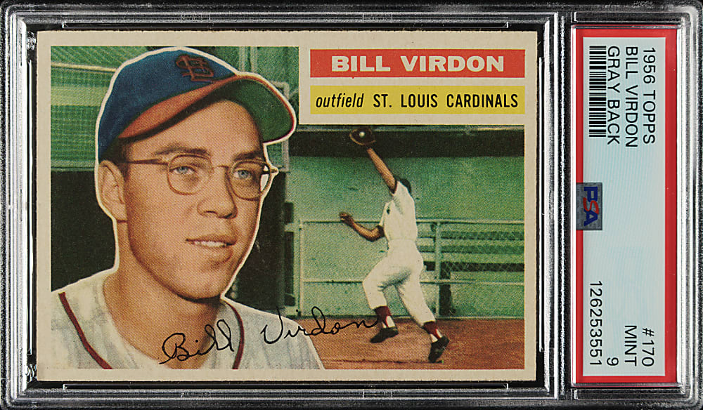 1956 Topps #170 Bill Virdon Gray Back PSA MINT 9