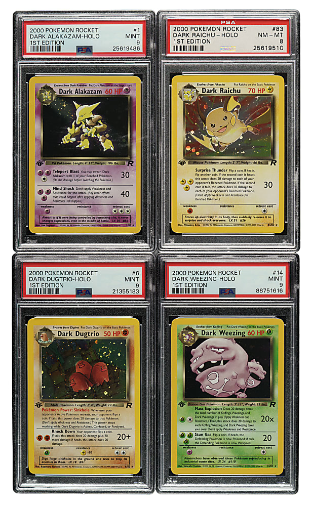 2000 Pokemon Team Rocket 1st Edition Holographic PSA-Graded Collection (6)