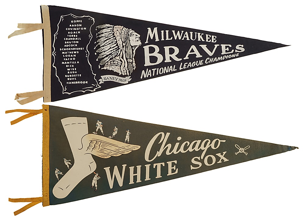 1940s to 1960s Baseball Pennant Collection (13) Including St. Louis Cardinals, New York Giants, and Kansas City Athletics