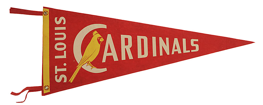 1940s to 1960s Baseball Pennant Collection (13) Including St. Louis Cardinals, New York Giants, and Kansas City Athletics