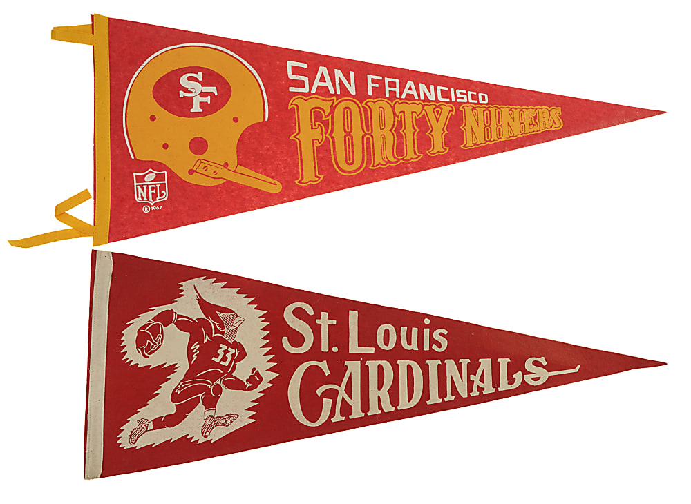 1940s to 1960s Football Pennant Collection (4) Including St. Louis Cardinals and San Francisco 49ers