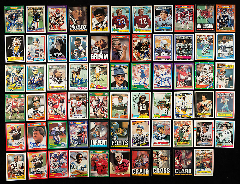 Signed 1981 to 1990 Topps, Score, and Pro Set Football Collection (199) Including 52 Hall of Famers