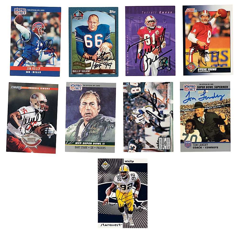 Signed 1990 to 1999 Topps, Score, Fleer, and Pro Set Football Collection (586) Including 124 Hall of Famers