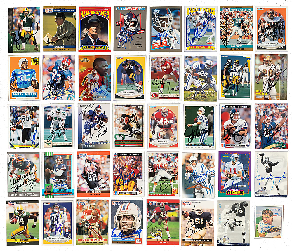 Signed 1990 to 1999 Topps, Score, Fleer, and Pro Set Football Collection (586) Including 124 Hall of Famers