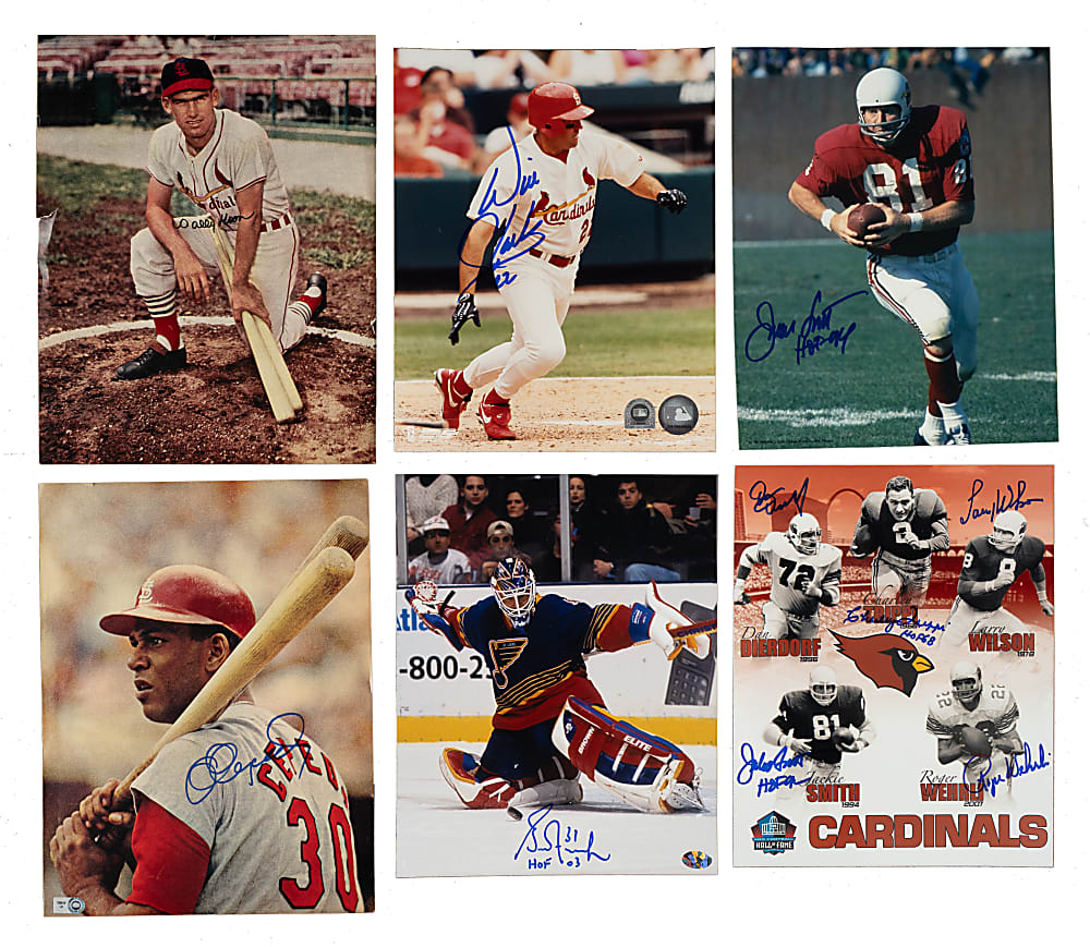 Baseball, Football, Basketball, and Hockey Signed Photograph Collection (87) - All St. Louis Players (Cardinals, Blues, and Spirits)