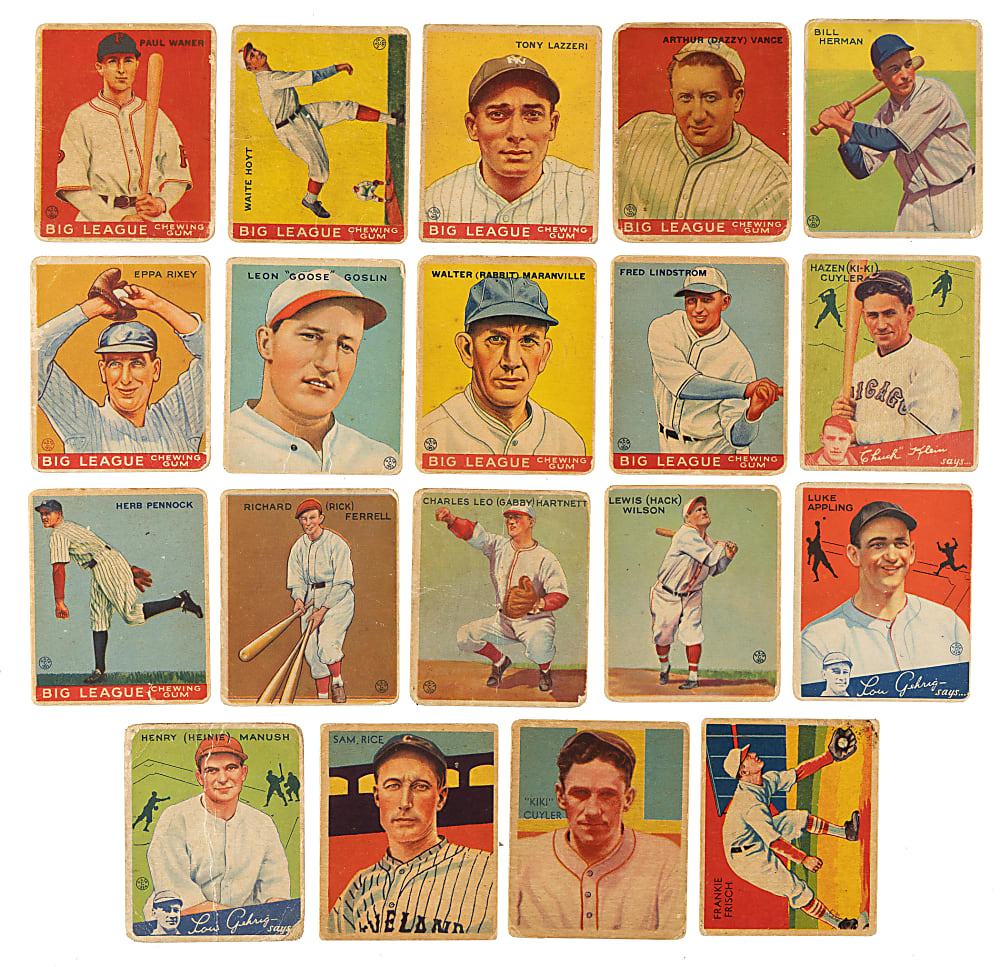 1933 to 1936 Goudey and Diamond Stars Collection (66) Including Speaker, Waner, and Lombardi Error Card