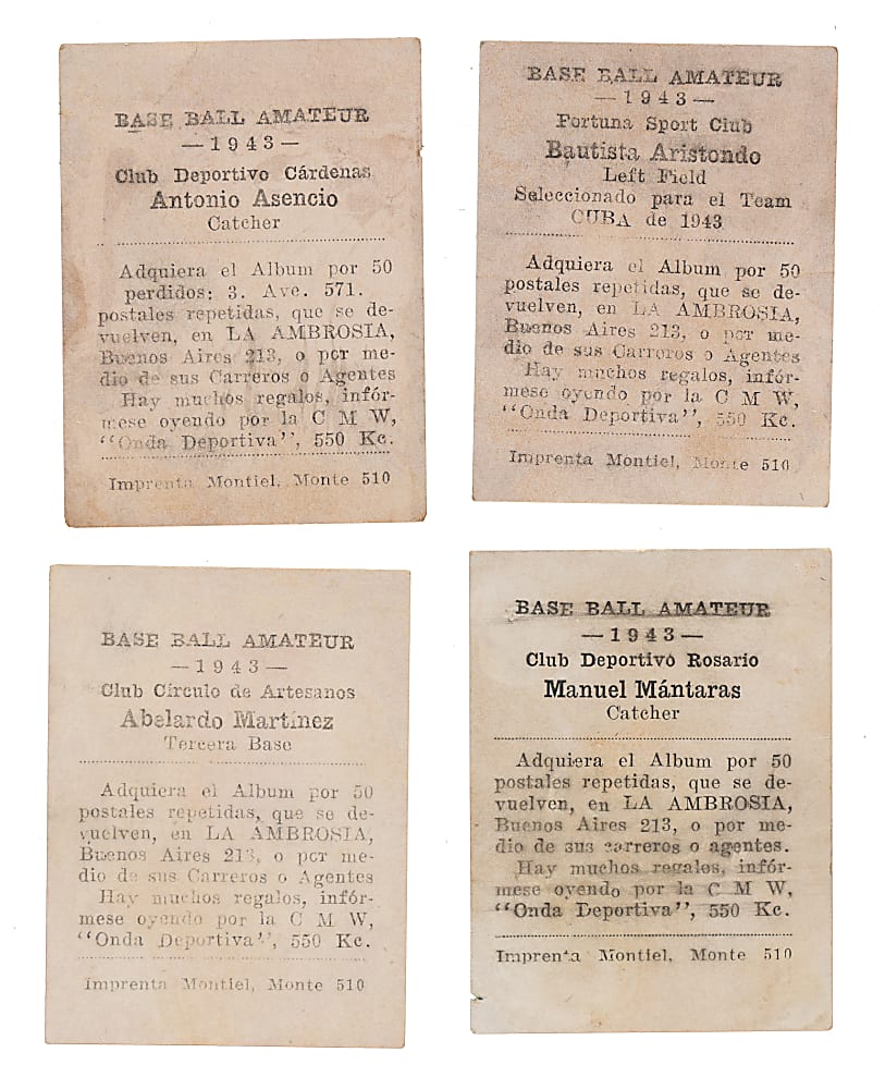 1943 La Ambrosia Amateur Cuban Baseball Card Collection (50) Plus Album