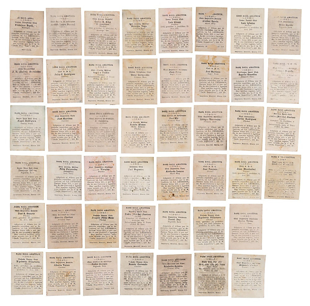 1943 La Ambrosia Amateur Cuban Baseball Card Collection (50) Plus Album