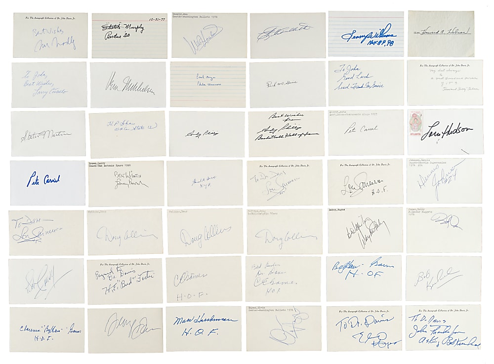 Basketball Signed Index and Postcard Collection (519) Including 100 Hall of Famers