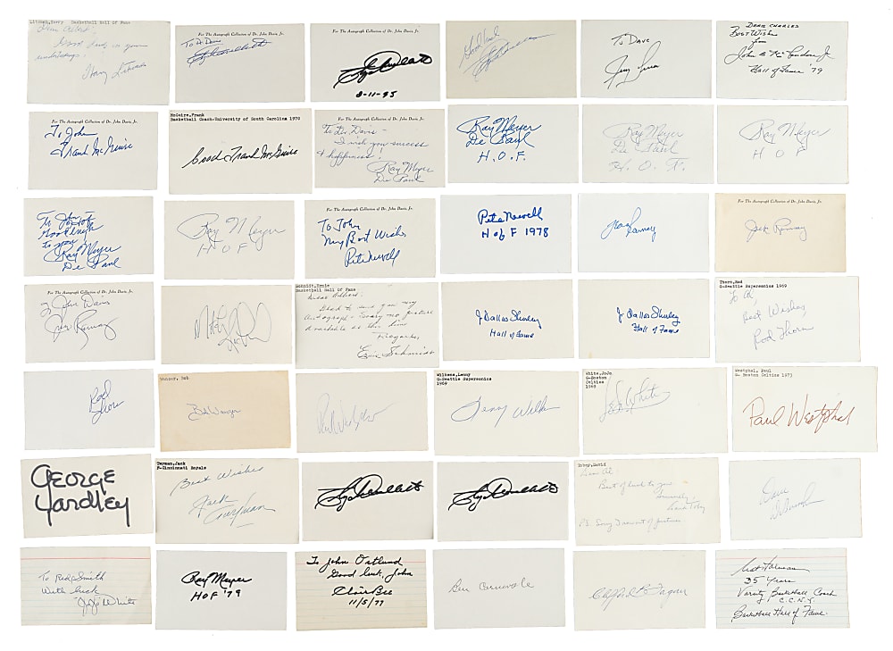 Basketball Signed Index and Postcard Collection (519) Including 100 Hall of Famers