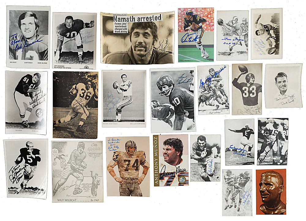 Football Signed Photograph, Postcard, and Exhibit Collection (129 Including 49 Hall of Famers