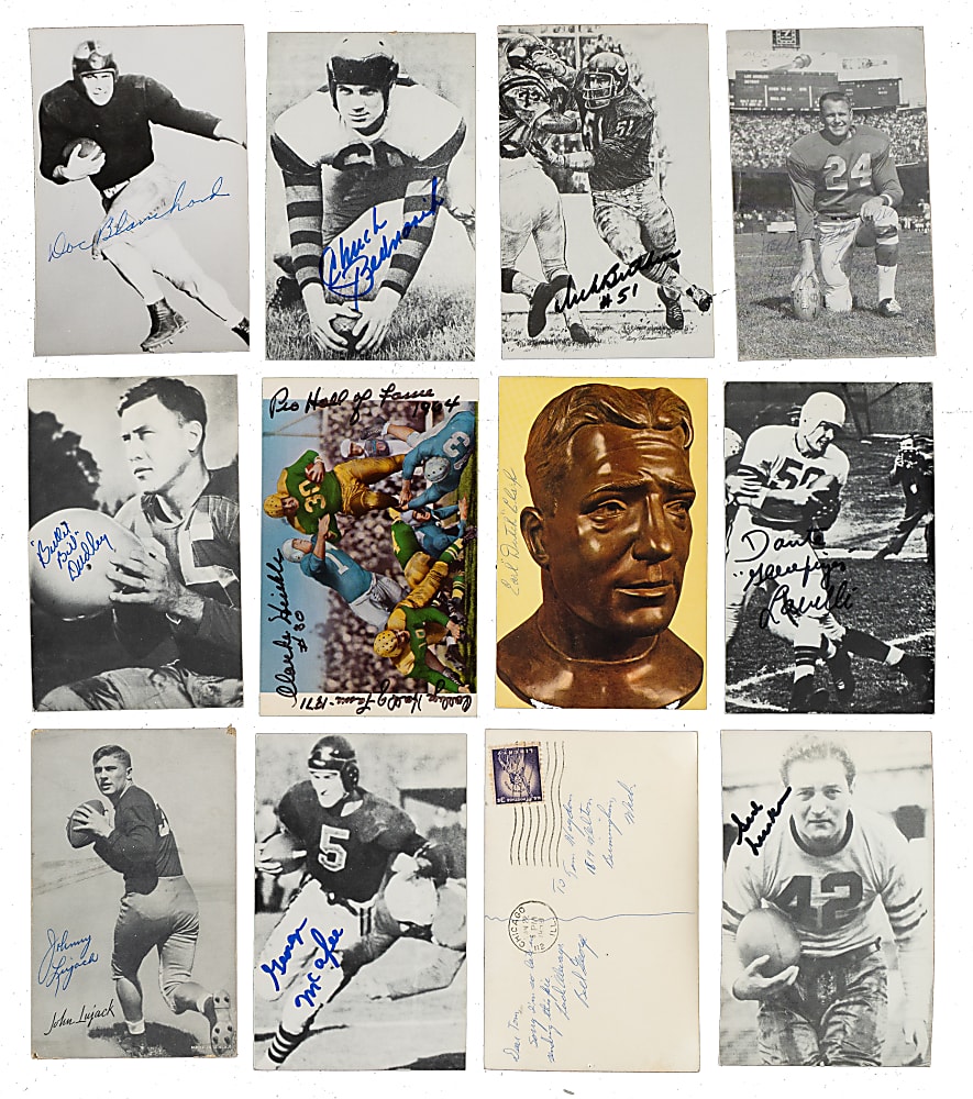 Football Signed Photograph, Postcard, and Exhibit Collection (129 Including 49 Hall of Famers