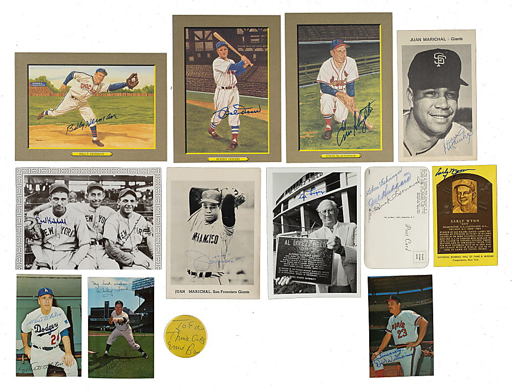 Hall of Famers and Stars Signed Photograph and Postcard Collection (72) Including Ryan, Hubbard, Stengel, and Rose