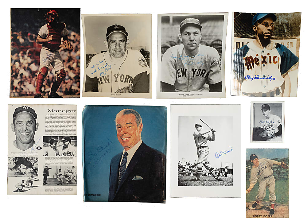 Hall of Fame and Star Signed Photograph and Magazine-Page Collection (127) Including DiMaggio, Koufax, and Marquard