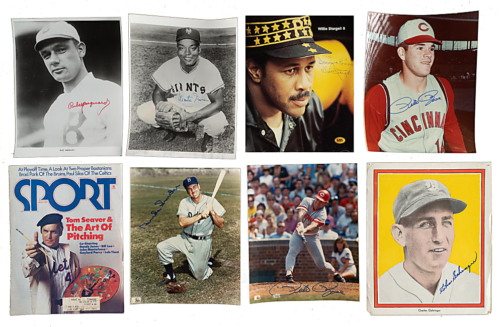 Hall of Fame and Star Signed Photograph and Magazine-Page Collection (127) Including DiMaggio, Koufax, and Marquard