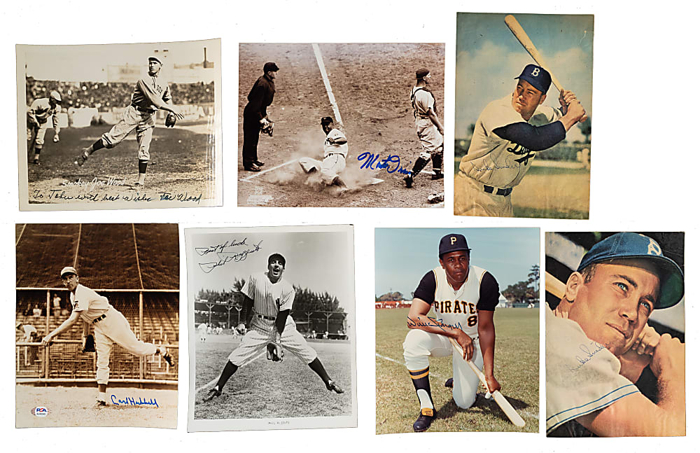 Hall of Famers and Stars Signed Photograph Collection (85) Including Dickey, Doby, Hubbell, and Joe Wood