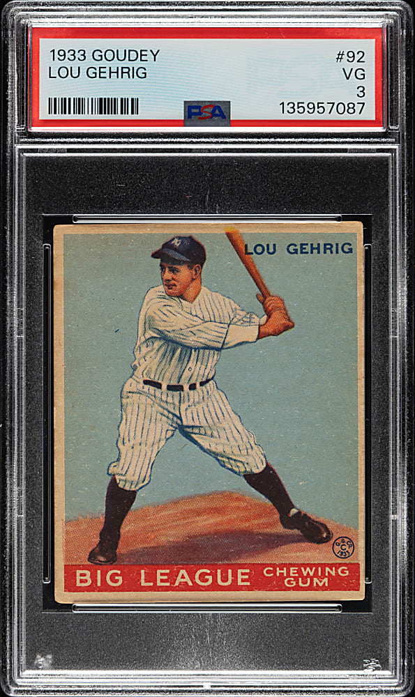 1933 R319 Goudey #92 Lou Gehrig PSA VG 3